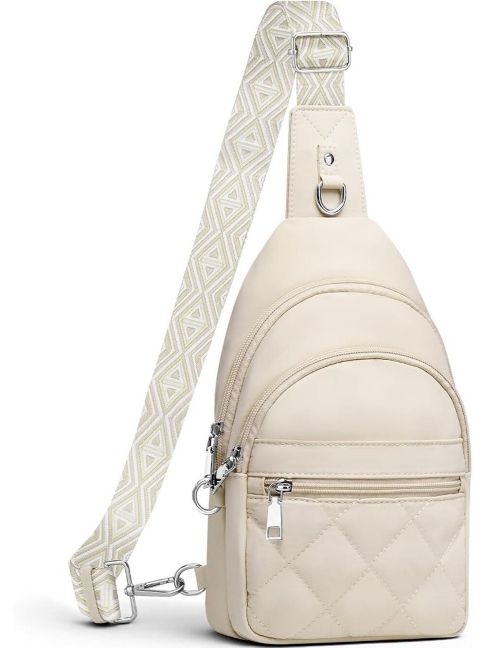 Women's Beige Anti Theft RFID Sling Purse Travel Crossbody Shoulder Bag